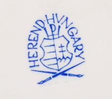 Herendi Locsolkodás, fehér mázas porcelán figurapár, jelzett, alján mázrepedéssel, m: 26 cm