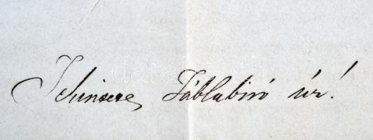 1847 Nyáry Pál (1805-1871) 1848-as politikus, mint alispán saját kézzel aláírt levele árvízmentesíté...