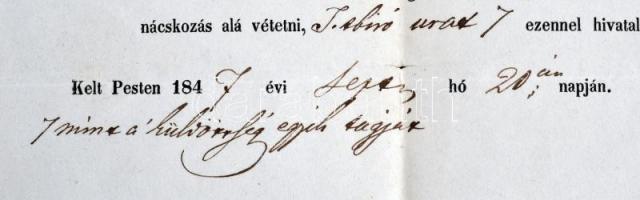 1847 Nyáry Pál (1805-1871) 1848-as politikus, mint alispán saját kézzel aláírt levele árvízmentesíté...