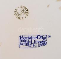 Limoges-i rózsamintás kézzel festett porcelán tál, hibátlan, jelzett, d: 30 cm