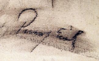 Olvashatatlan jelzéssel: Ülő férfi. szén, papír, szakadással, 60×42 cm