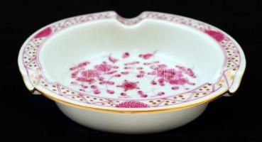 Kézzel festett virágmintás porcelán tálka, hibátlan, jelzett, d: 12 cm