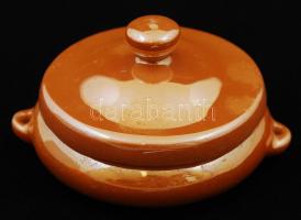 Zsolnay porcelán fedeles patika edény, hibátlan, jelzett, d: 5,5 cm, m: 3,5 cm