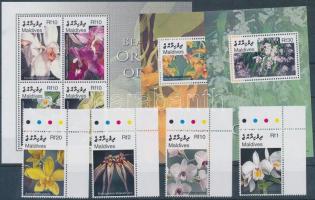 Orchids minisheet set + minisheet + 2 blocks, Orchideák ívsarki sor + kisív + 2 blokk