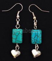 Türkiz fülbevalópár szív díszítéssel