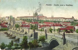 Praha, Prag; Karluv most a Hradcany / bridge, castle (Rb)
