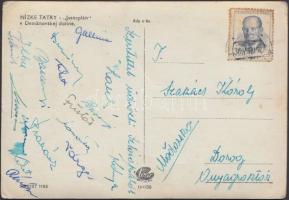 1957 A Dorogi Bányász SK (ma: Dorogi FC) tagjai: Bakonyi István (1928- ), Buzánszky Jenő (1925- , az Aranycsapat tagja is), Ilku István (1933-2005, az Aranycsapat tagja is), Lakat Jenő (1936-2009), Prohászka János (1934-2012), Varga János (1932-2010) és mások aláírásaival, Csehszlovákiából elküldött képeslapon