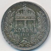 1914KB 1K Ag "Ferenc József" T:2 patina