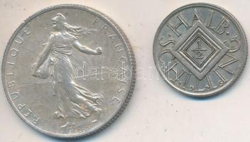 Franciaország 1917. 2Fr Ag + Ausztria 1926. 1/2Sch Ag T:2 France 1917. 2 Francs Ag + Austria 1926. 1/2 Schilling Ag C:XF