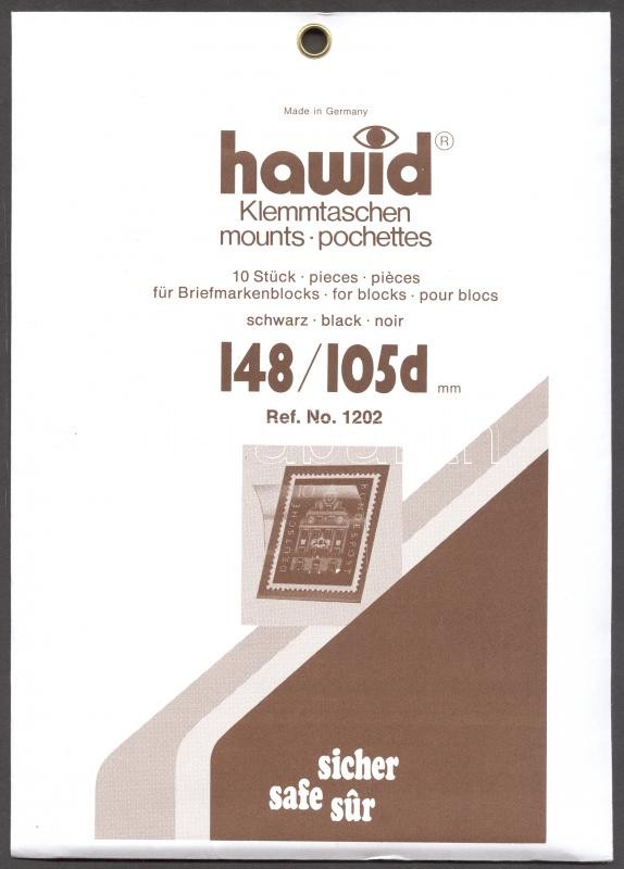 Hawid 1202 Block sizes 10/pack 148x105mm, black, Hawid 1202 Filatasak 10 db/csomag 148x105mm, fekete, Hawid 1202 Klemmtaschen Blockstreifen 10 Streifen 148x105mm, schwarz