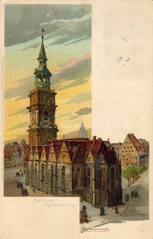 Hannover, Aegidienkirche / church, litho