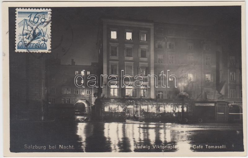 Salzburg at night, Ludwig Viktoria square, Café Tomaselli, Salzburg éjjel, Ludwig Viktoria tér, Tomaselli kávézó