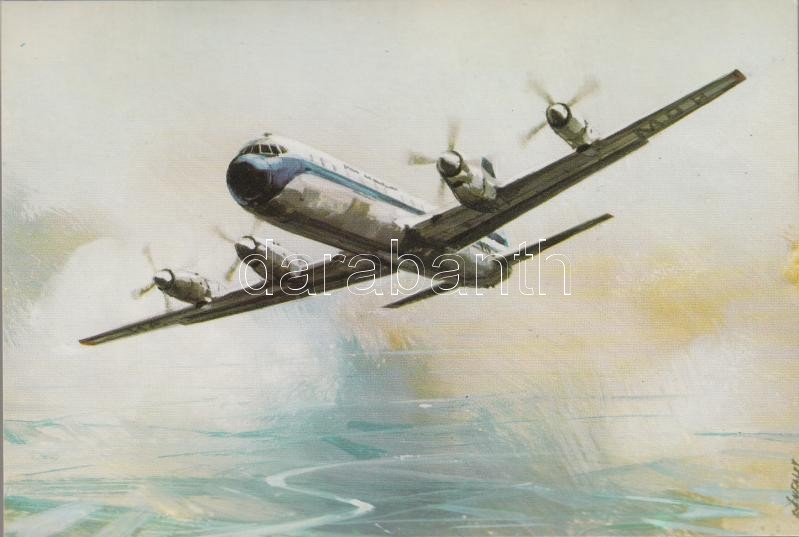 Iljusin IL-18, modern postcard, s: Bánfalvy, Iljusin IL-18, modern képeslap, s: Bánfalvy