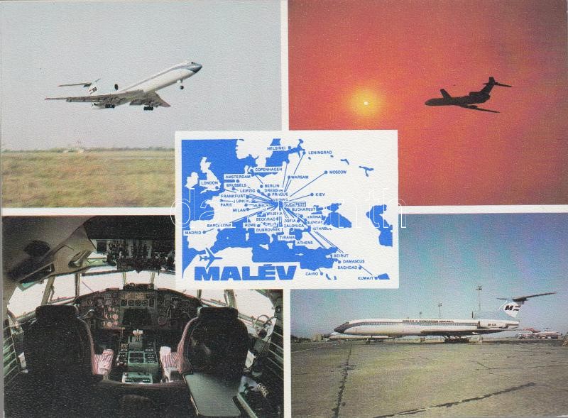 Malév Hungarian Airlines, modern postcard, Malév Hungarian Airlines, modern képeslap