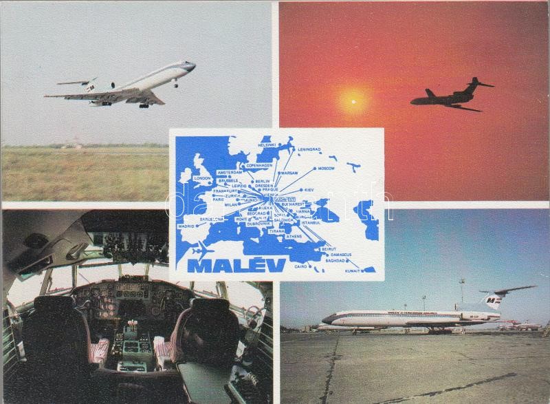 Malév Hungarian Airlines, modern postcard, Malév Hungarian Airlines, modern képeslap