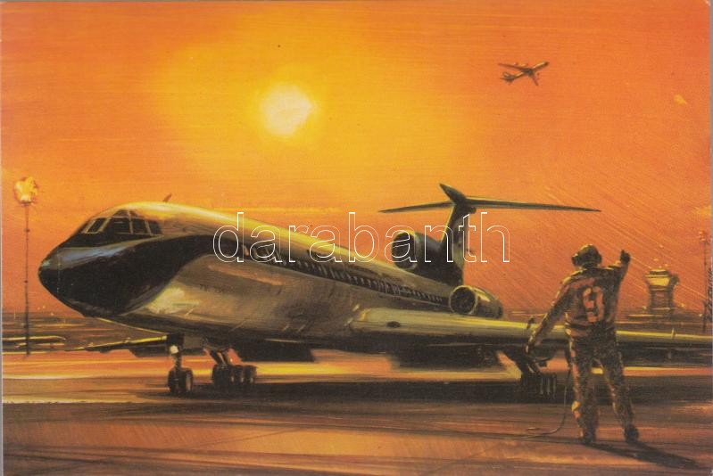 Tupoljev Tu-154, modern postcard, s: Bánfalvy, Tupoljev Tu-154, modern képeslap, s: Bánfalvy