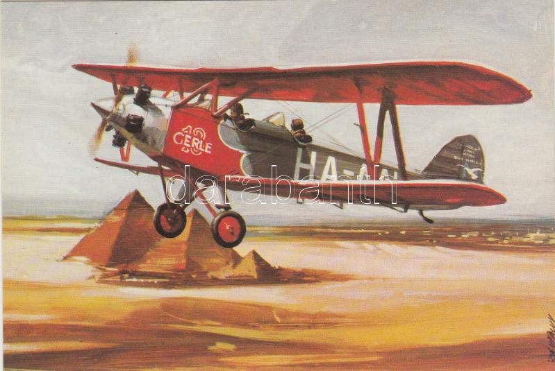 Antal Bánhidi's touring-plane Gerle 13, modern postcard s: Bánfalvy, Bánhidi Antal Gerle 13 túragépe, modern képeslap, s: Bánfalvy