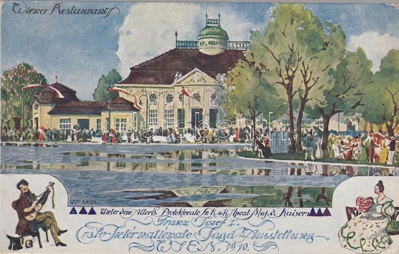 Vienna International Hunting Expo, 1910, restaurant, s: Ulf Seidl, Bécs, Nemzetközi Vadász kiállítás, 1910, étterem, s: Ulf Seidl