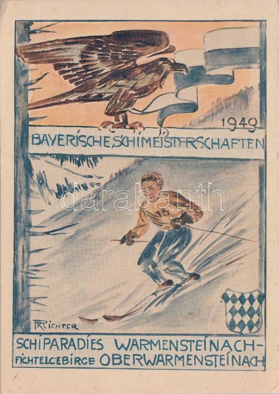 Warmensteinach in the Fichtelgebirge, Bavarian Ski Championship 1949, s: Karl Richter, Warmensteinach - Fichtelgebirge, Bajor Síbajnokság 1949, s: Karl Richter