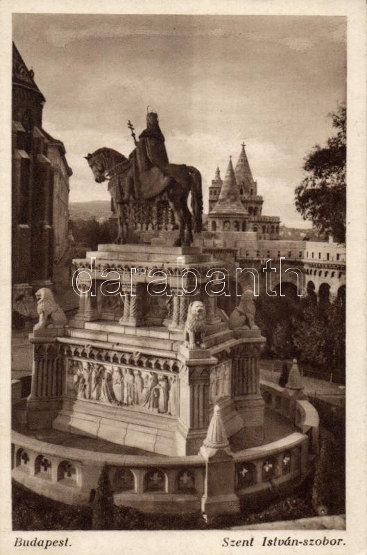 Budapest I. Halászbástya és Szent István szobor, Budapest I. Fisherman's Bastion and statue of Stephen I of Hungary