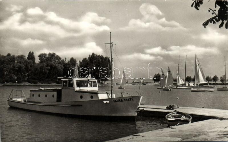 Balatonföldvár port, Zalka Máté's ship, modern postcard, Balatonföldvár kikötő, Zalka Máté hajója, modern képeslap