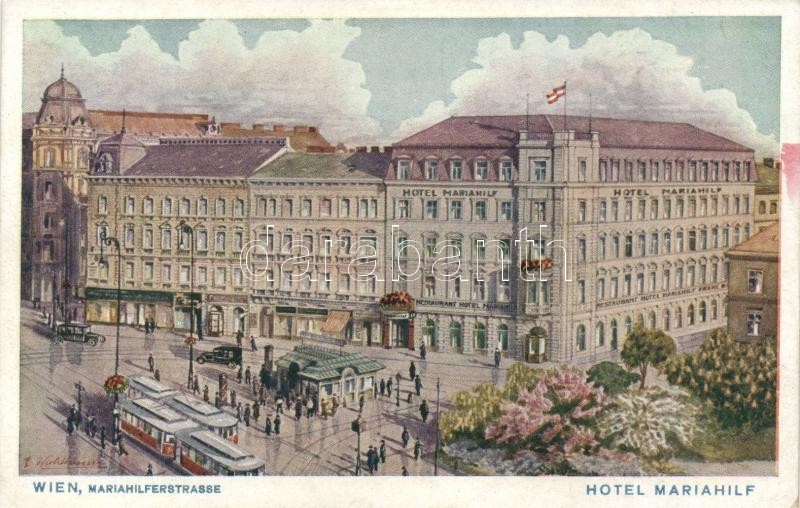 Vienna Hotel Mariaholf, tram, s: E. Waldhauser, Bécs Hotel Mariahilf, villamos, s: E. Waldhauser