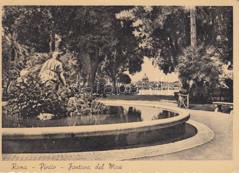 Róma, Pincio kert, Mózes szökőkút, Rome, Pincio Garden, Moses Fountain