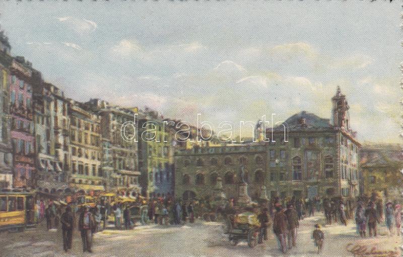 Genova, Palace of St. George, artist signed, Genova, Palazzo San Giorgio, artist signed