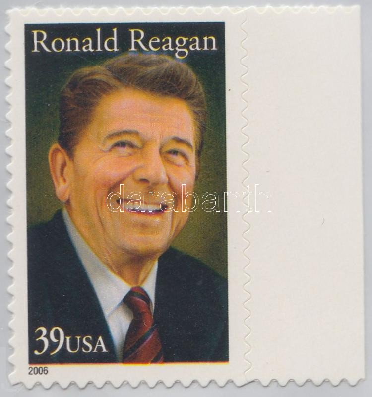 Ronald Reagan, margin stamp, Ronald Reagan, ívszéli bélyeg, Ronald Reagan, Stamp mit Rand