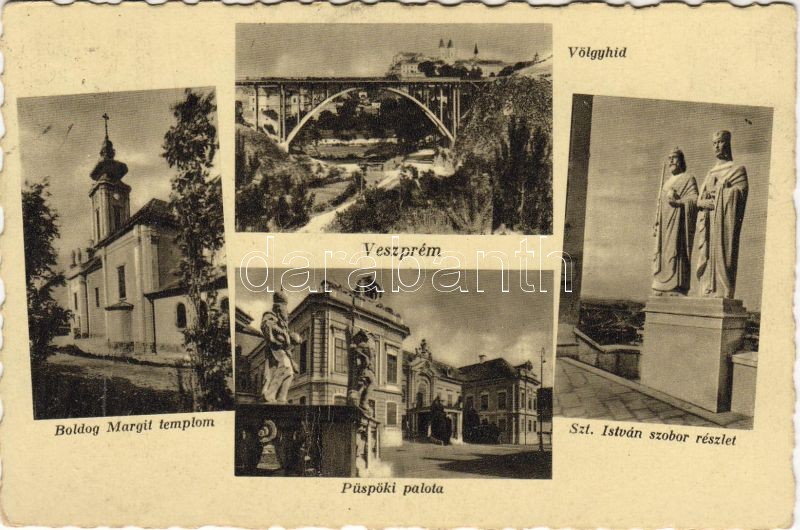 Veszprém, Püspöki palota, Völgyhíd, Boldog Margit templom, Szent István szobor