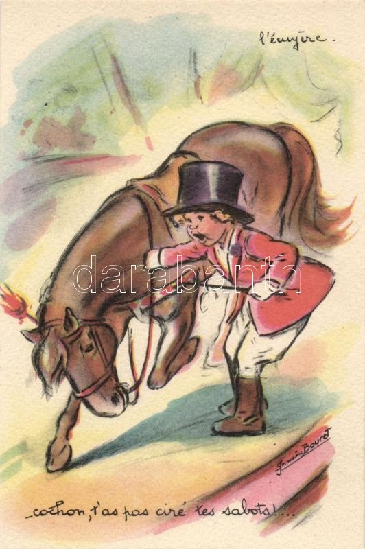 Zsoké lóval, s: Bouret, Jockey with horse, s: Bouret