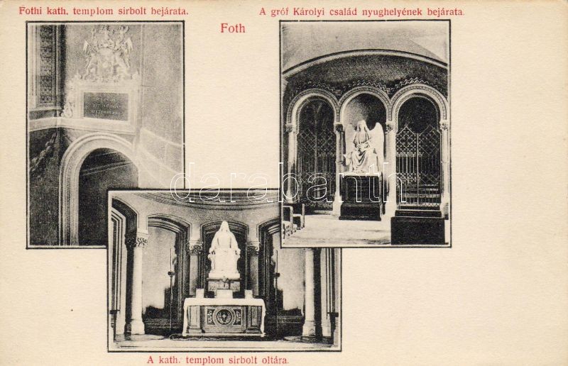 Fót, Katolikus templom sírbolt bejárata és oltára, Gróf Károlyi család nyughelyének bejárata, belső; kiadja Kropacsek János