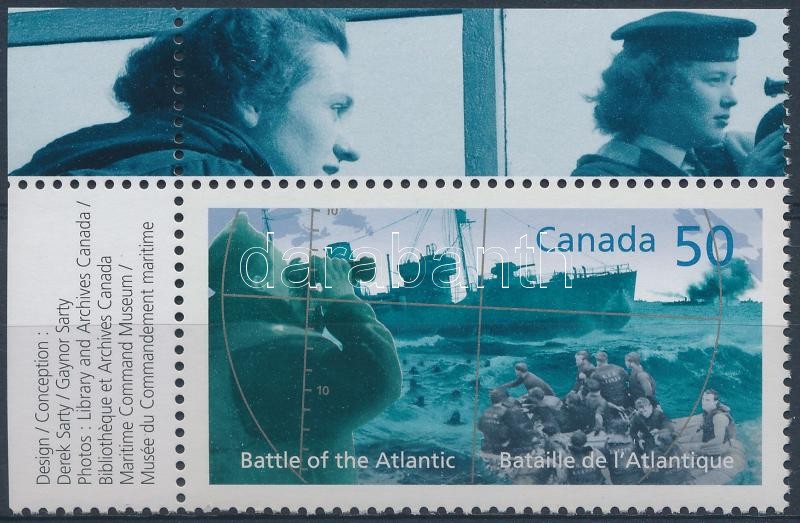 60th anniversary of the battle on the Atlantic Ocean corner stamp, Az Atlanti csata 60. évfordulója ívsarki bélyeg, Geleitzugschlachten im Atlantik während des Zweiten Weltkrieges Marke mit Rand