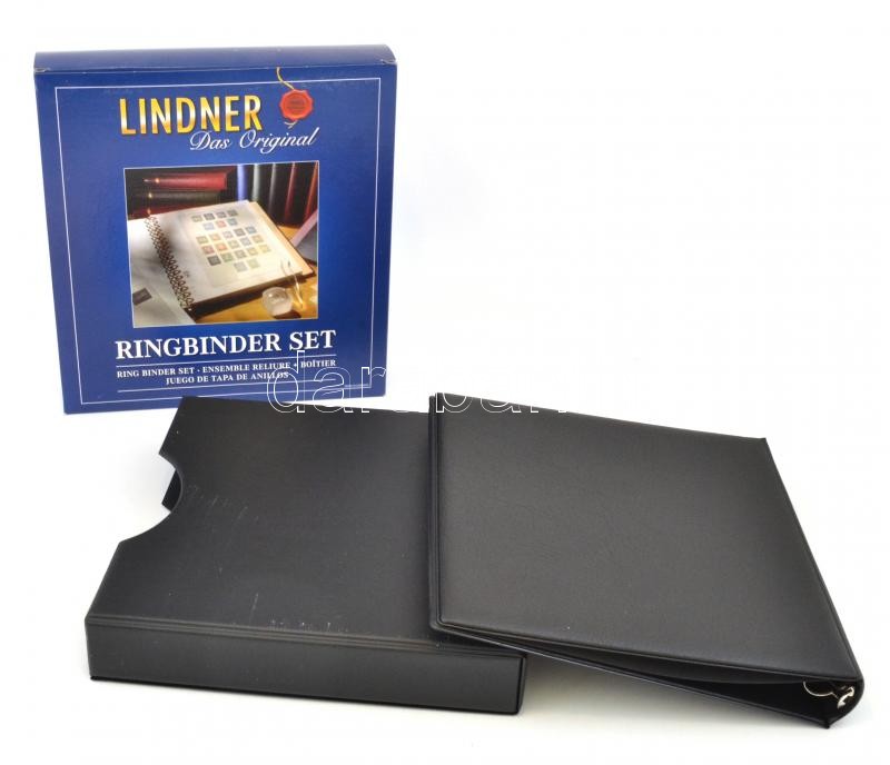 Lindner 1124 Set: Ringbinder 1104 mit Kassette 814, Lindner 1124, 1104-es gyűrűs berakó tokkal (814)fekete, Lindner 1124 Companion set: Ringbinder 1104 with slip case 814