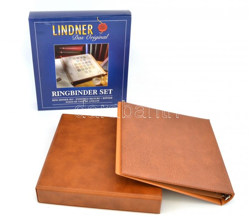 Lindner 1124 Companion set: Ringbinder 1104 with slip case 814, Lindner 1124, 1104-es gyűrűs berakó tokkal (814)barna, Lindner 1124 Set: Ringbinder 1104 mit Kassette 814