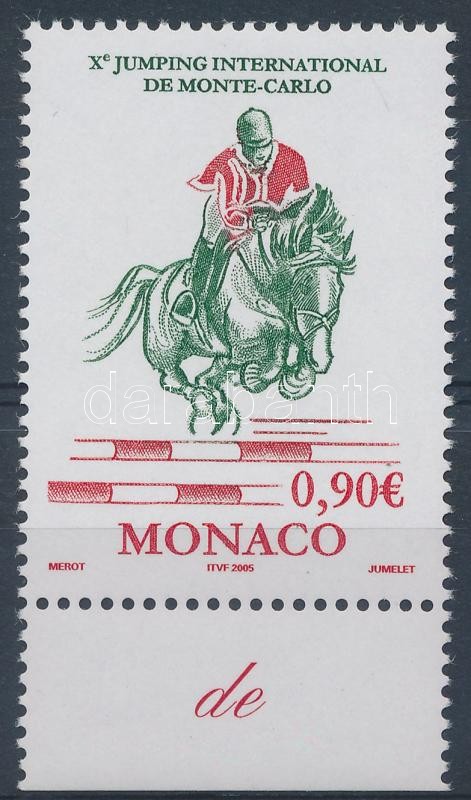 Nemzetközi műlovagló torna ívszéli bélyeg, International Equestrian Championship margin stamp, Internationales Springreitturnier Marke mit Rand