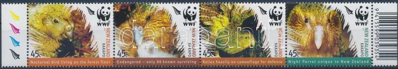 WWF birds margin stripe of 4, WWF madarak ívszéli négyescsík, Weltweiter Naturschutz, Vögel Satz Viererstreifen mit Rand