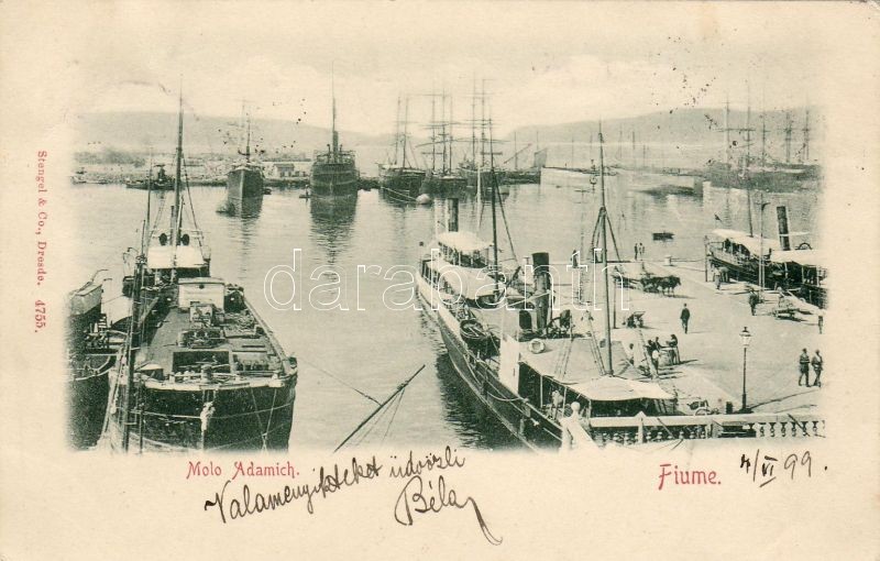 1899 Fiume, Molo Adamich / port, steamship