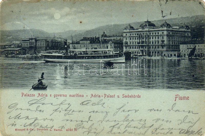 1899 Fiume, Palazzo Adria, Governo Maritimo / Adria palace, Government, steamship
