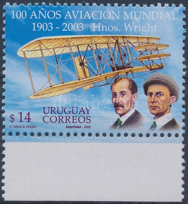 100th anniversary of the powered flight margin stamp, 100 éves a motoros repülés ívszéli bélyeg, 100. Jahrestag des ersten Motorfluges Marke mit Rand