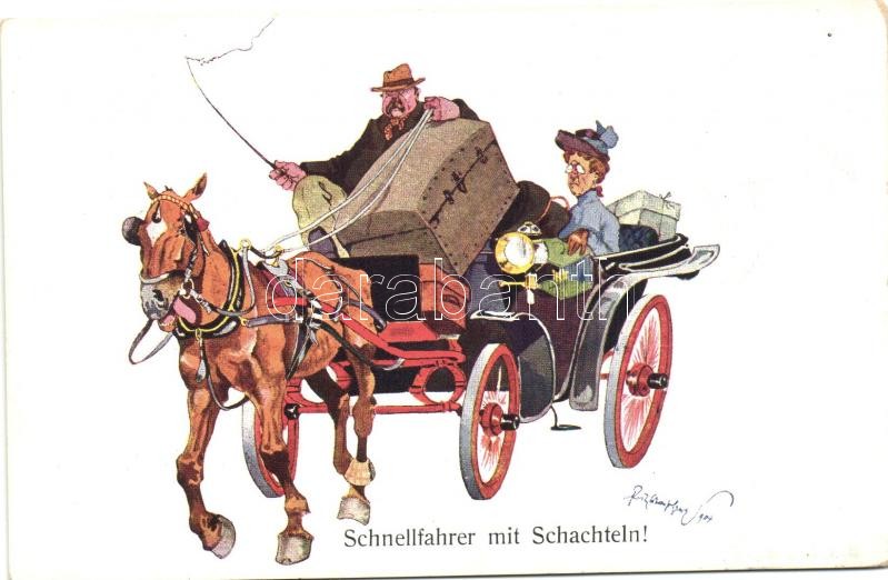 Lovaskocsi, humor, B.K.W.I. 927-7 s: Schönpflug, Carriage, humour, B.K.W.I. 927-7 s: Schönpflug