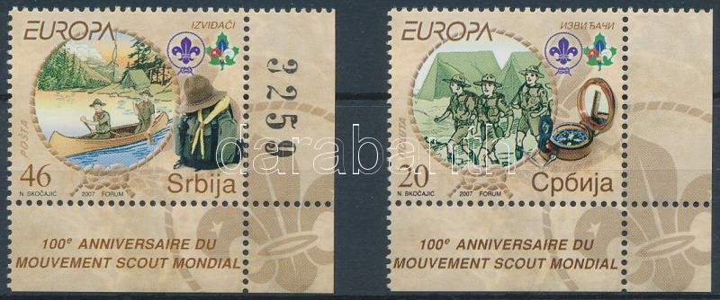 Europa CEPT 100th anniversary of scout movement corner set, Europa CEPT 100 éves a cserkészmozgalom ívsarki sor, Europa CEPT 100 Jahre Pfadfinder Satz mit Rand