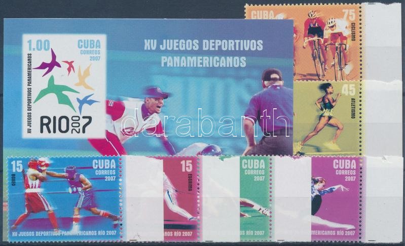 Pan-American sport games margin set + imperforated block, Pánamerikai sportjátékok ívszéli sor + vágott blokk, Panamerikanische Sportspiele Satz mit Rand + ungezähnter Block