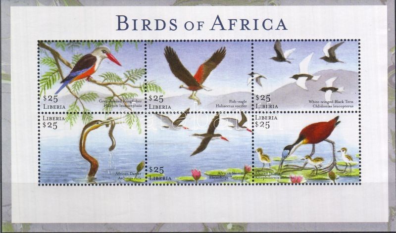 Afrika madarai kisív, Birds of Africa mini sheet