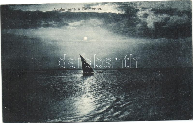 Balaton, naplemente, vitorlás hajó