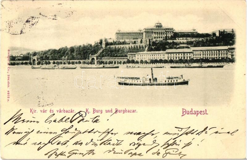1898 Budapest I. Királyi vár és várbazár, gőzhajó