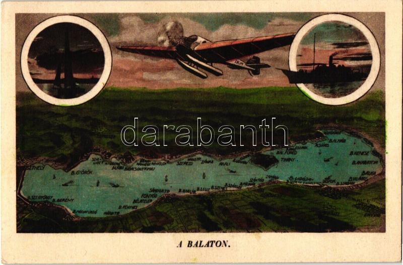 Balaton, hajó, repülő, térkép