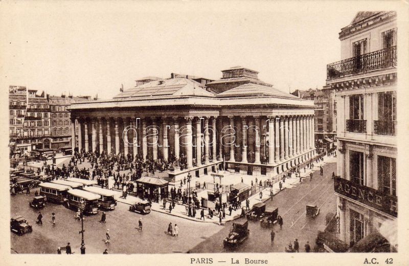 Paris, La Bourse / Paris stock exchange, tram, automobile