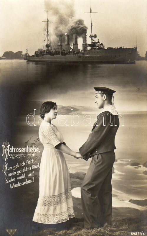 Haditengerész élet, romantikus pár, hadihajó, Matrosenliebe / navy life, romantic couple, warship