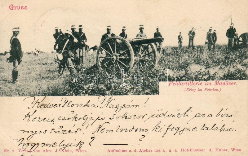 Tábori tüzérség mozgásban, ágyú, Feldartillerie im Manöver / Field artillery in maneuver, cannon